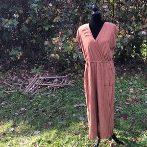 Tan jumpsuit with tie back
